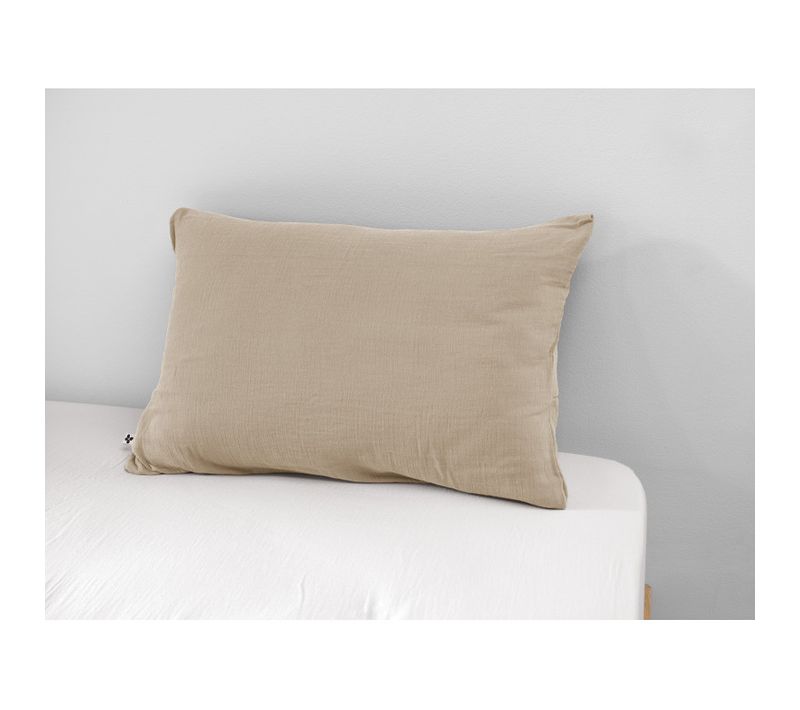 Taie D'oreiller "gaïa" "gaze De Coton" - Beige - 50x70 Cm