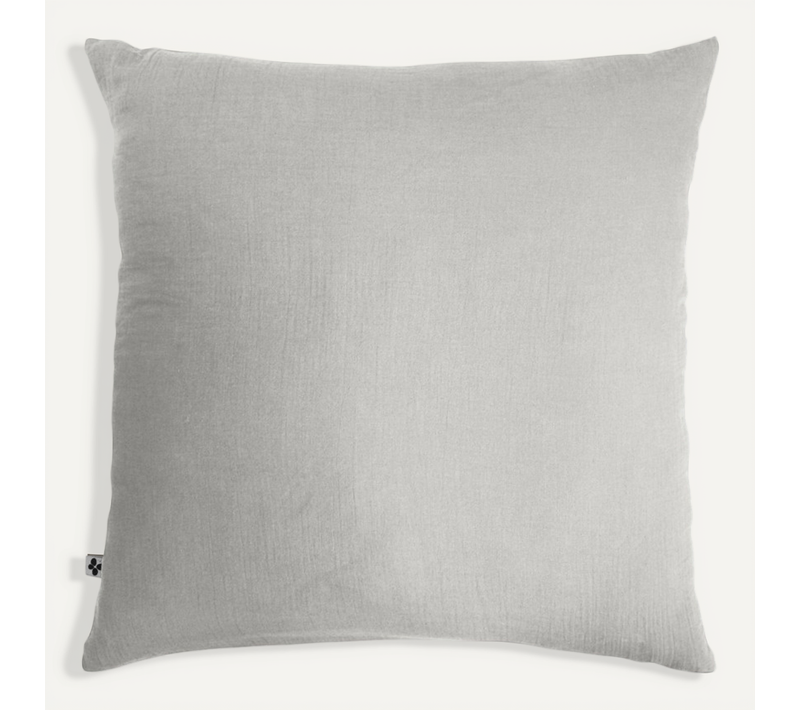 Taie D'oreiller Déco "gaïa" "gaze De Coton" - Gris Clair - 80x80 Cm