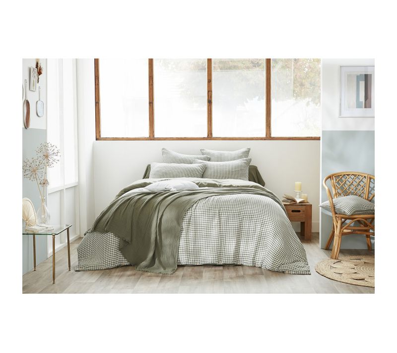 Housse De Couette Réversible "vickie" Tissé-teint - 240x220 Cm - "gaze De Coton"