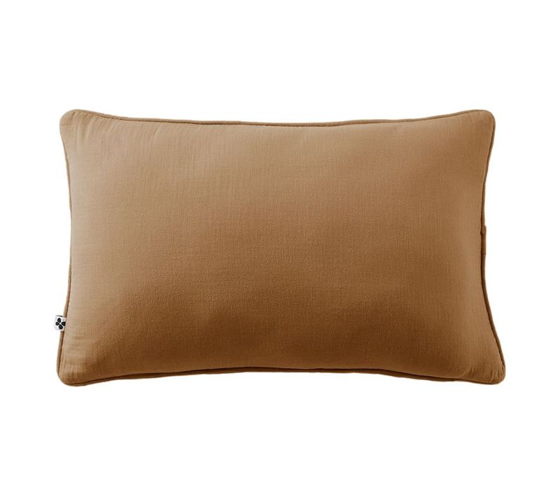 Coussin Déhoussable Avec Passepoil "gaïa" 40 X 60 Cm "gaze De Coton" - Marron - 40x60 Cm