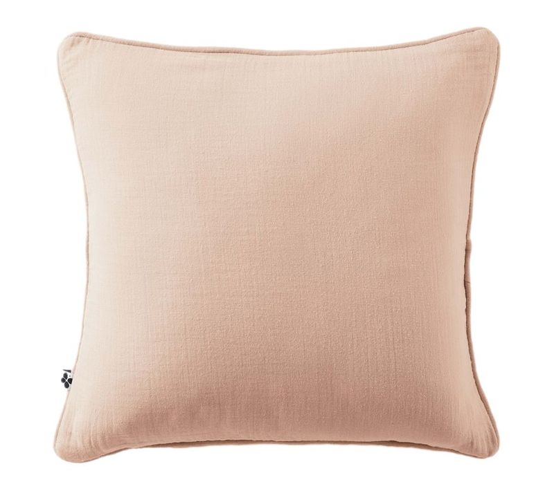 Coussin Déhoussable Avec Passepoil "gaïa" 45 X 45 Cm "gaze De Coton" - Mauve - 45x45 Cm