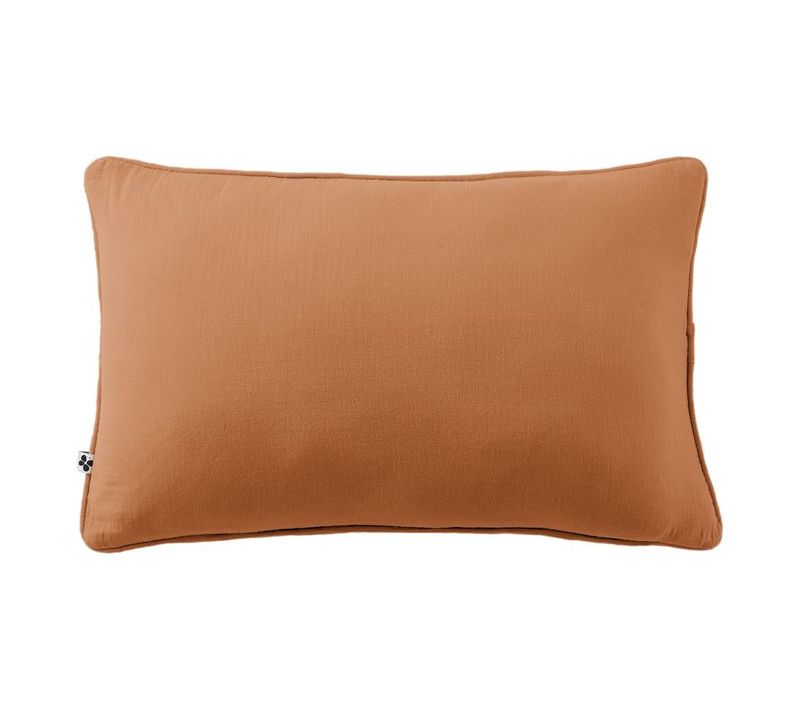 Coussin Déhoussable Avec Passepoil "gaïa" 40 X 60 Cm "gaze De Coton" - Abricot - 40x60 Cm
