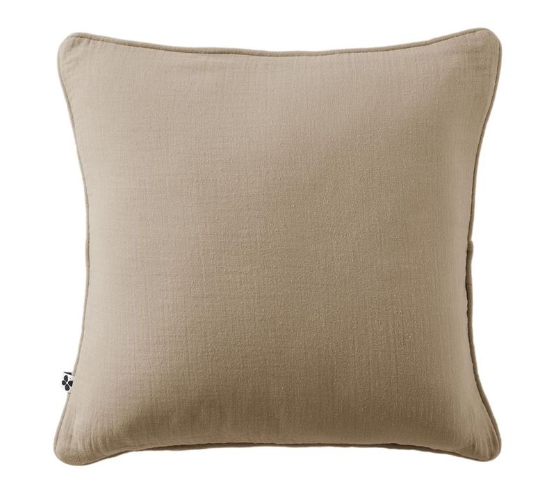Coussin Déhoussable Avec Passepoil "gaïa" 45 X 45 Cm "gaze De Coton" - Marron - 45x45 Cm