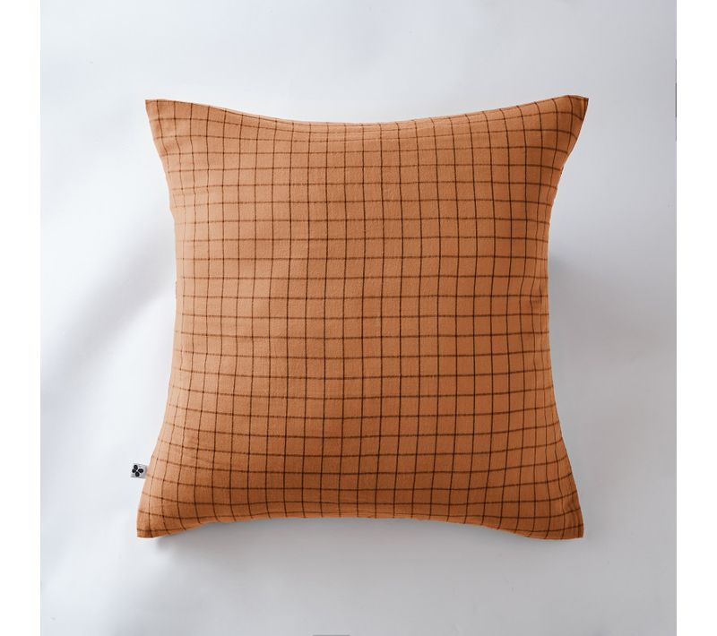 Taie D'oreiller Tissé-teint Petits Carreaux Déco "gaïa Mix" 60 X 60 Cm et 50 X 70 Cm "gaze De Coton"