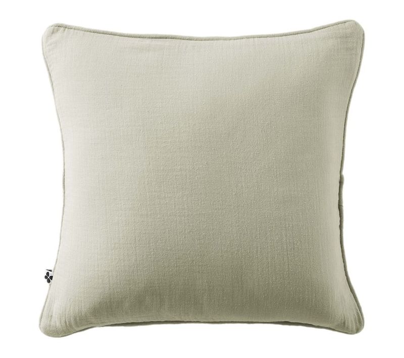 Coussin Déhoussable Avec Passepoil "gaïa" 45 X 45 Cm "gaze De Coton" - Vert D'eau - 45x45 Cm