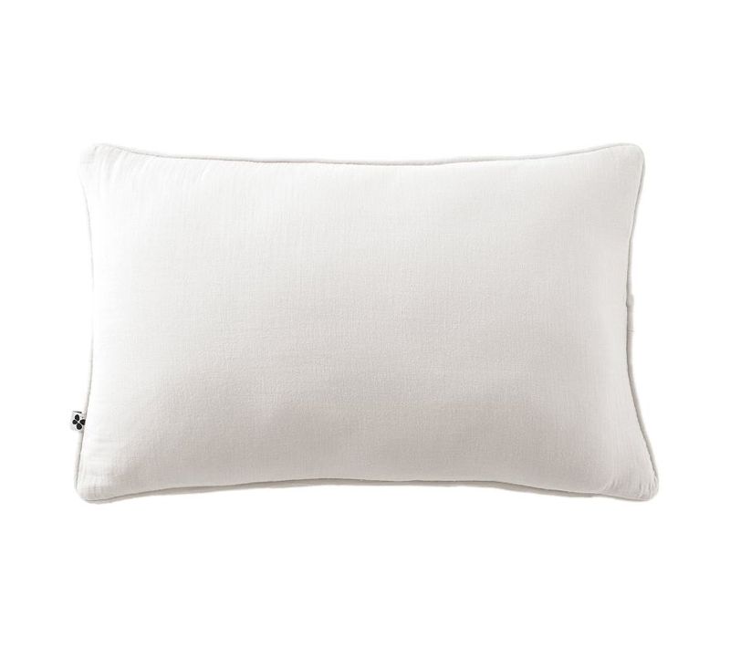 Coussin Déhoussable Avec Passepoil "gaïa" 40 X 60 Cm "gaze De Coton" - Blanc - 40x60 Cm