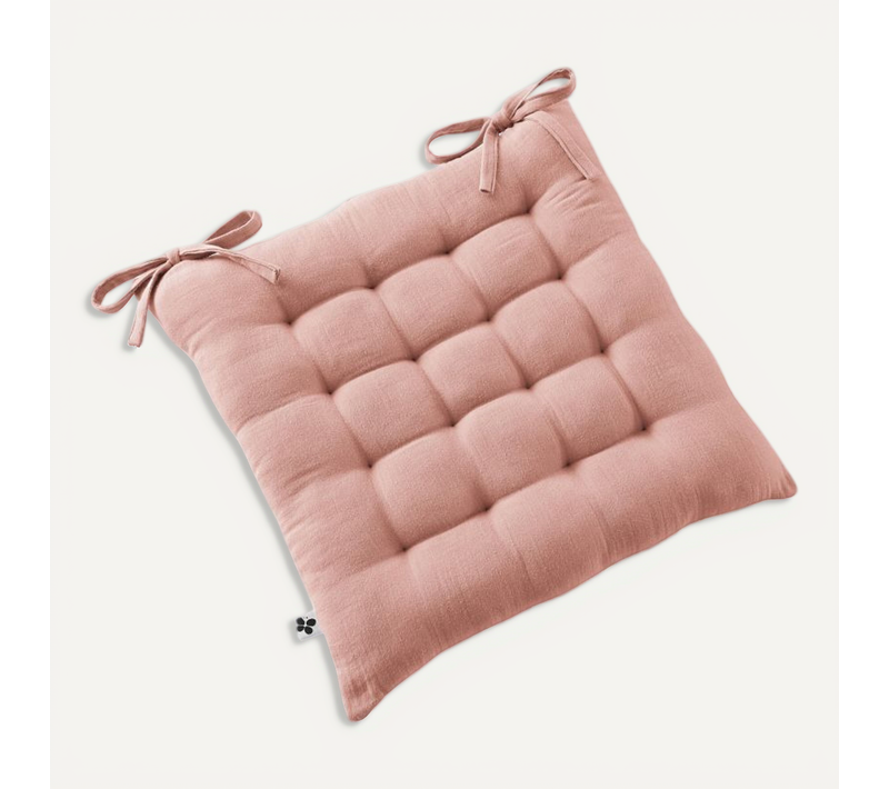 Assise Matelassée 16 Points "gaïa" 40 X 40 Cm "gaze De Coton" - Rose - 40x40 Cm