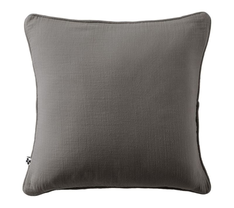 Coussin Déhoussable Avec Passepoil "gaïa" 45 X 45 Cm "gaze De Coton" - Gris Foncé - 45x45 Cm