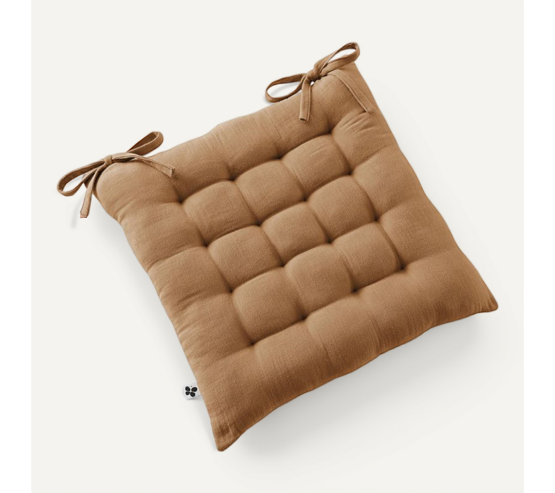 Assise Matelassée 16 Points "gaïa" 40 X 40 Cm "gaze De Coton" - Marron - 40x40 Cm