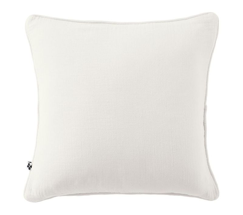 Coussin Déhoussable Avec Passepoil "gaïa" 45 X 45 Cm "gaze De Coton" - Blanc - 45x45 Cm