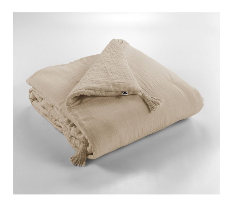 Edredon Ou Bout De Lit "gaïa" "gaze De Coton" - Beige - 90x200 Cm