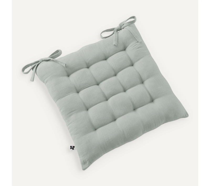 Assise Matelassée 16 Points "gaïa" 40 X 40 Cm "gaze De Coton" - Vert Clair - 40x40 Cm