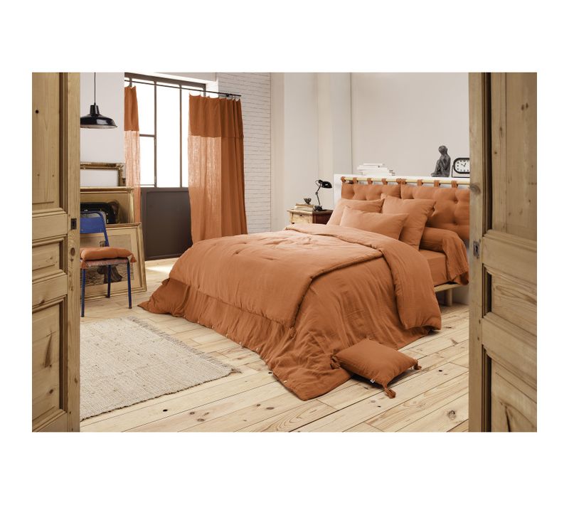 Housse De Couette "gaïa" "gaze De Coton" - Orange - 240x220 Cm