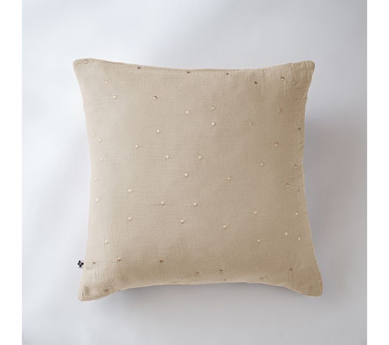 Taie D'oreiller Pois Doré Déco "gaïa Chic" 60 X 60 Cm et 50 X 70 Cm "gaze De Coton"