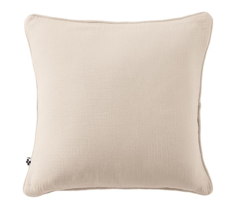 Coussin Déhoussable Avec Passepoil "gaïa" 45 X 45 Cm "gaze De Coton" - Blanc - 45x45 Cm