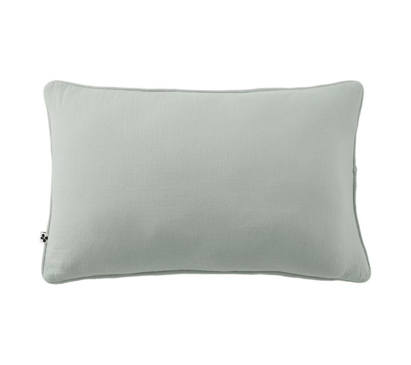 Coussin Déhoussable Avec Passepoil "gaïa" 40 X 60 Cm "gaze De Coton" - Vert Clair - 40x60 Cm