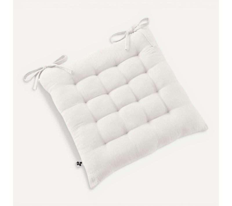 Assise Matelassée 16 Points "gaïa" 40 X 40 Cm "gaze De Coton" - Blanc - 40x40 Cm