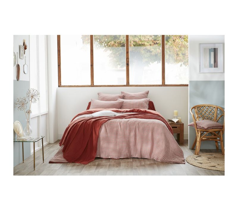 Housse De Couette Réversible "vickie" "gaze De Coton" - Terracotta - 240x220 Cm