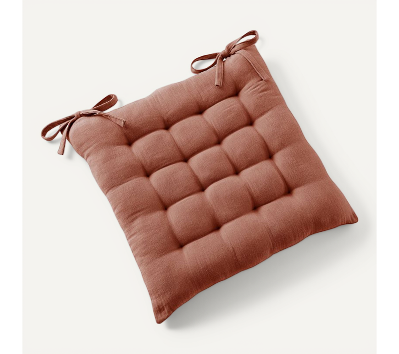 Assise Matelassée 16 Points "gaïa" 40 X 40 Cm "gaze De Coton" - Terracotta - 40x40 Cm