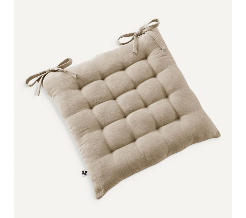 Assise Matelassée 16 Points "gaïa" 40 X 40 Cm "gaze De Coton" - Marron - 40x40 Cm