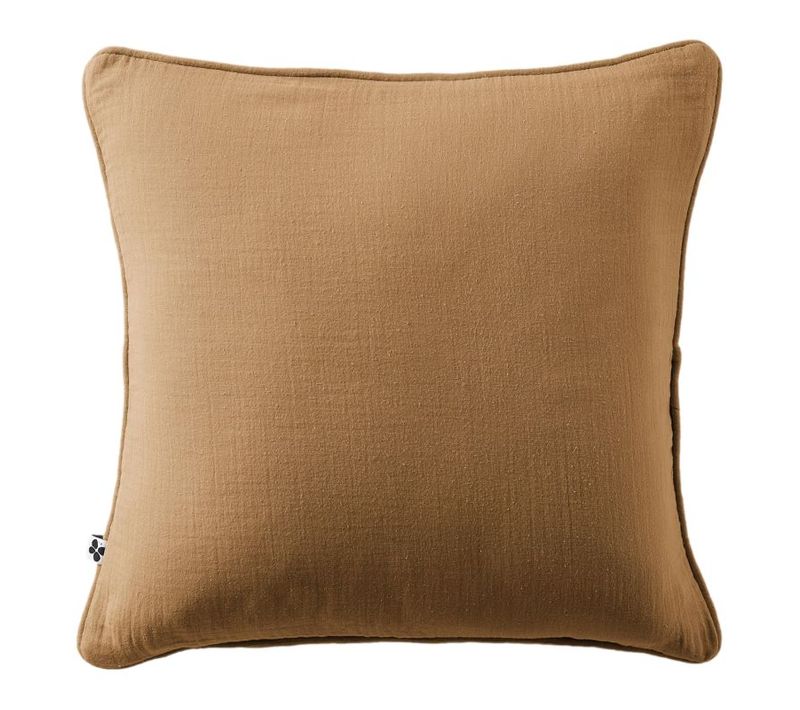 Coussin Déhoussable Avec Passepoil "gaïa" 45 X 45 Cm "gaze De Coton" - Marron - 45x45 Cm