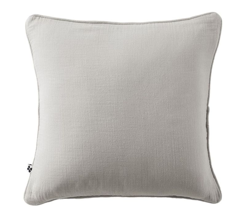 Coussin Déhoussable Avec Passepoil "gaïa" 45 X 45 Cm "gaze De Coton" - Gris Clair - 45x45 Cm