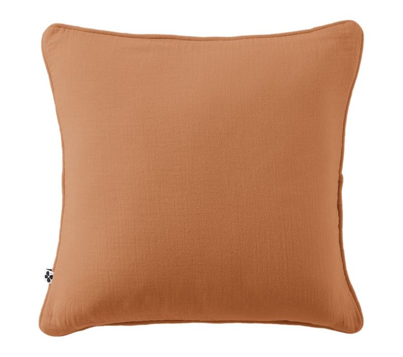 Coussin Déhoussable Avec Passepoil "gaïa" 45 X 45 Cm "gaze De Coton" - Abricot - 45x45 Cm