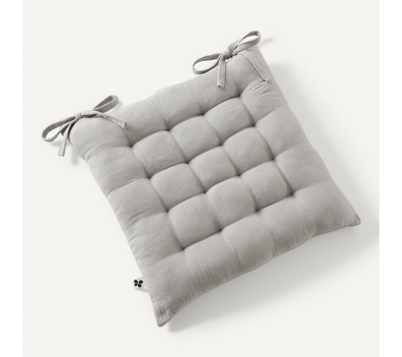 Assise Matelassée 16 Points "gaïa" 40 X 40 Cm "gaze De Coton" - Blanc - 40x40 Cm