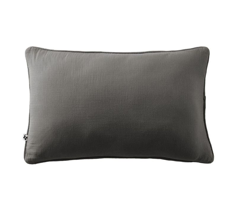 Coussin Déhoussable Avec Passepoil "gaïa" 40 X 60 Cm "gaze De Coton" - Gris Foncé - 40x60 Cm