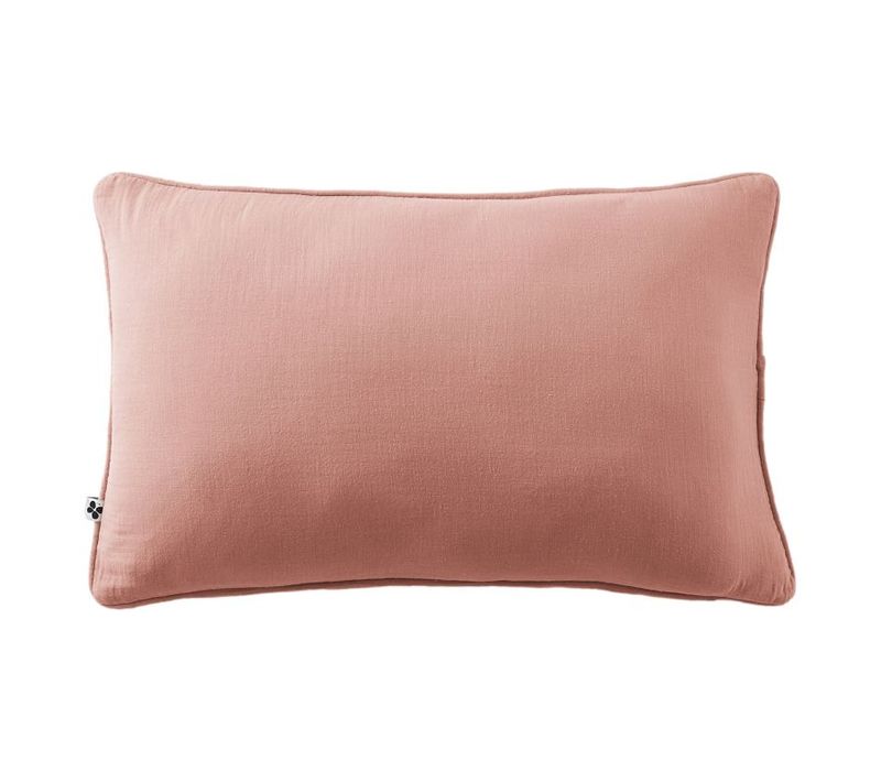 Coussin Déhoussable Avec Passepoil "gaïa" 40 X 60 Cm "gaze De Coton" - Rose - 40x60 Cm