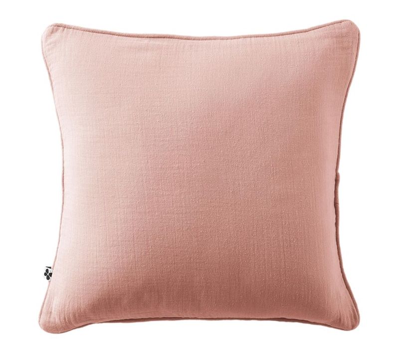 Coussin Déhoussable Avec Passepoil "gaïa" 45 X 45 Cm "gaze De Coton" - Rose - 45x45 Cm