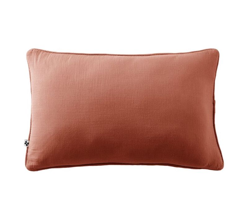 Coussin Déhoussable Avec Passepoil "gaïa" 40 X 60 Cm "gaze De Coton" - Terracotta - 40x60 Cm