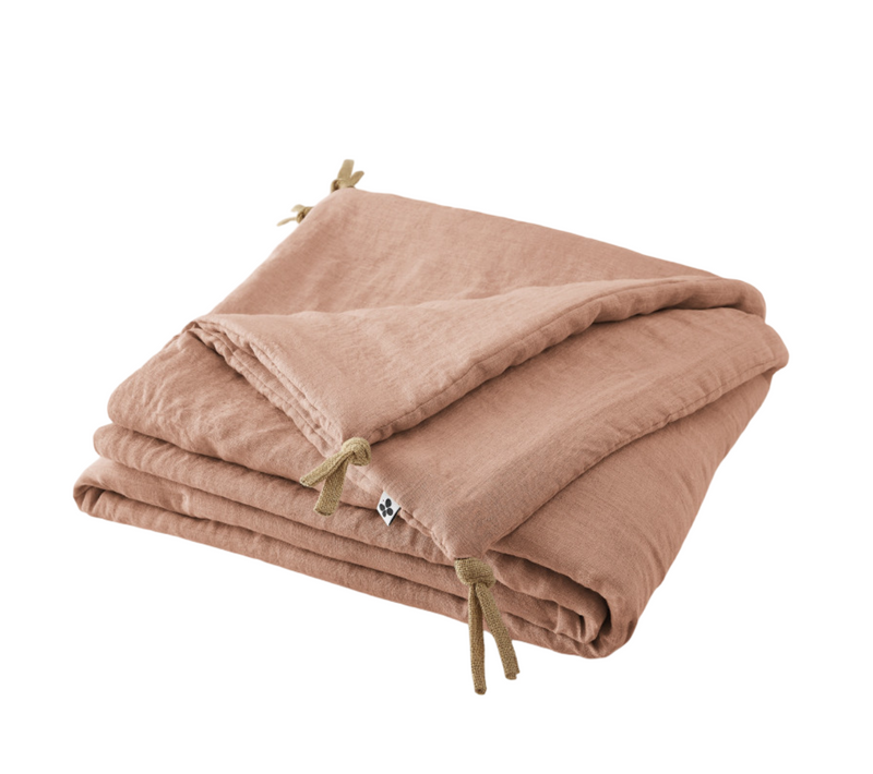 Edredon Ou Bout De Lit Matelassé 90 X 200 Cm "soline" Lin Lavé - Rose Clair - 90x200 Cm