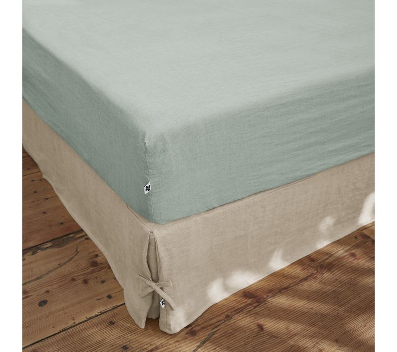 Drap Housse "soline" Lin Lavé - Vert Foncé - 90x190 Cm