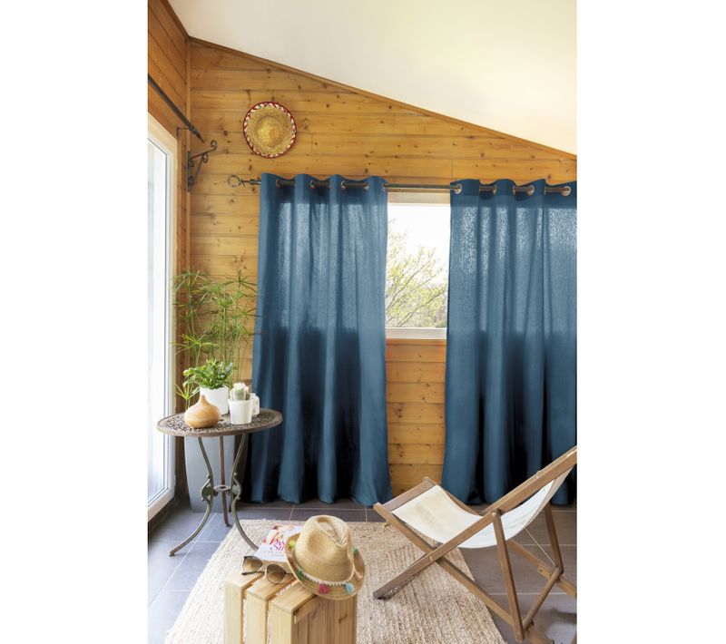 Lot De 2 Rideaux D'ameublement "kala" En Coton 140 X 260 Cm - Bleu - 2x140x260 Cm
