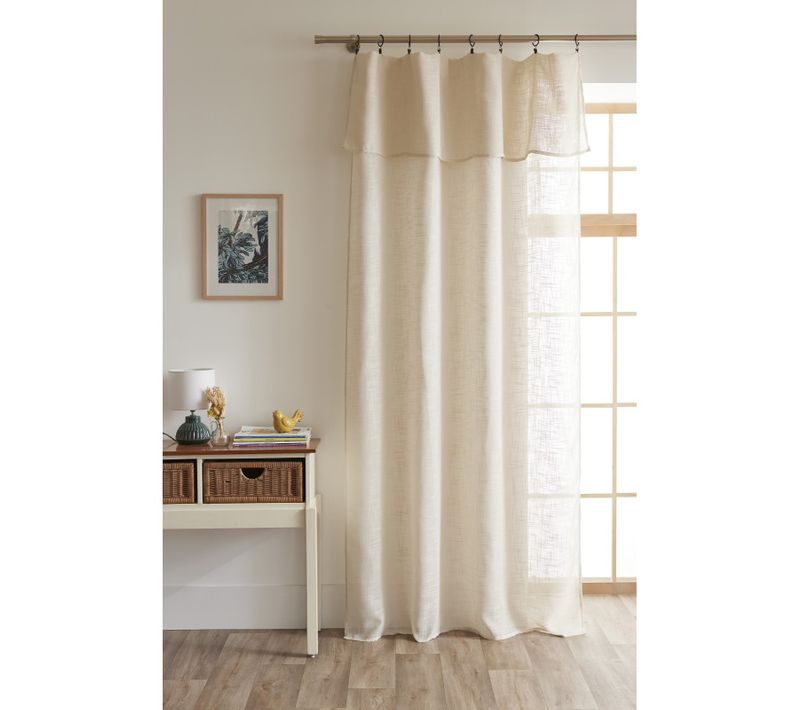 Voilage Ajustable + 8 Anneaux Pince 140 X 270 Cm Polyester Effet Lin "nia"