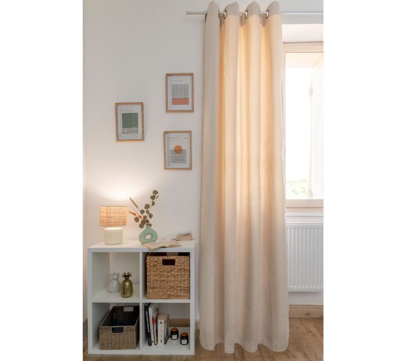 Rideau Occultant Phonique Et Thermique Chenille Doublé Polaire - Beige - 140x240 Cm