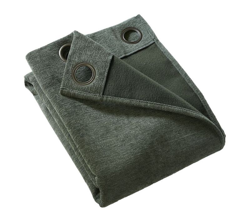 Lot De 2 Rideaux Occultants Phoniques Et Thermiques Doublés Polaire 100% Opaque - Vert - 140x180 Cm