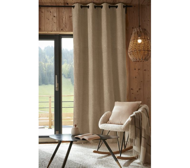 Rideau Occultant Phonique Et Thermique Doublé Polaire 100% Opaque - Beige - 140x240 Cm