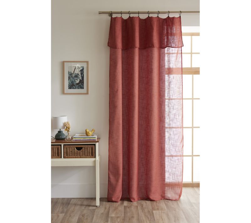 Voilage Ajustable + 8 Anneaux Pince 140 X 270 Cm Polyester Effet Lin "nia"