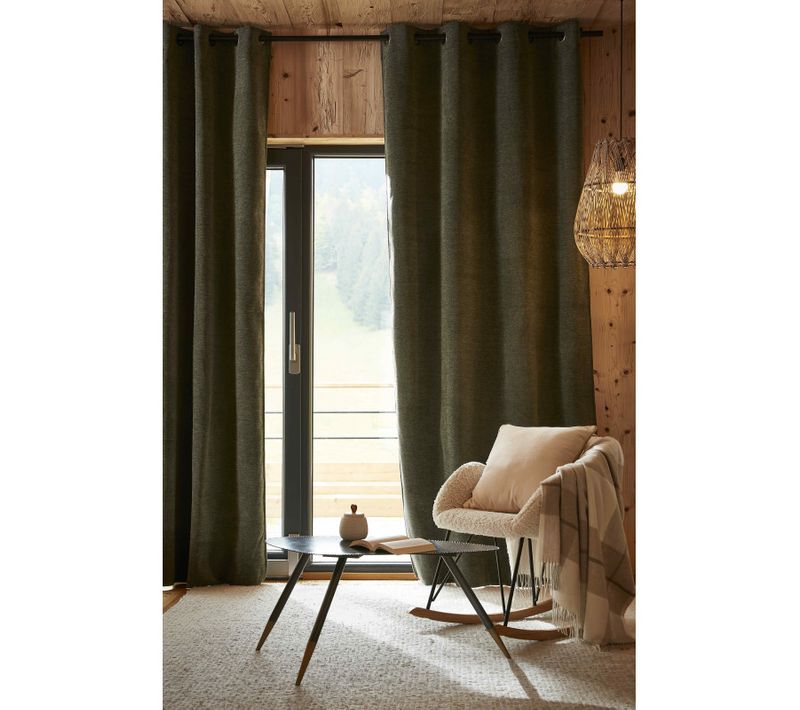 Lot De 2 Rideaux Occultants Phoniques Et Thermiques Doublés Polaire 100% Opaque - Vert - 140x240 Cm