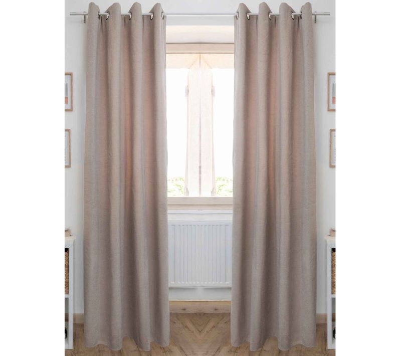Lot De 2 Rideaux Occultant Phonique Et Thermique Chenille Doublé Polaire - Taupe - 140x240 Cm