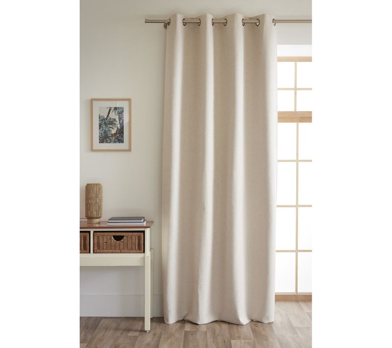 Rideau 100% Occultant + 8 Oeillets Polyester Chambray "eres" - Beige - 140x240 Cm