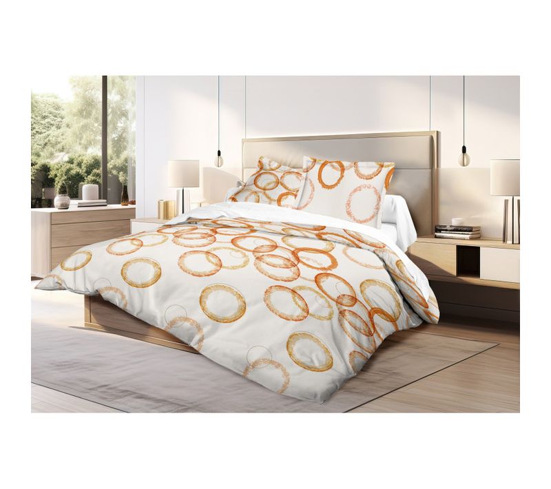Parure De Couette 3p "louna" 260 X 240 Cm Circle Orange King Size 260x240 Cm