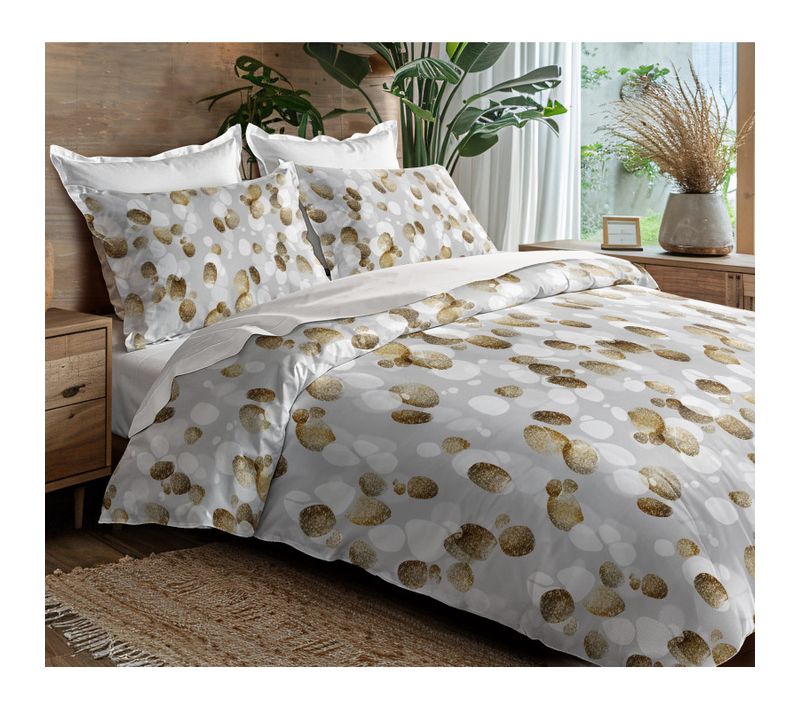 Parure De Couette 3p "louna" 260 X 240 Cm Galet Gold King Size 260x240 Cm