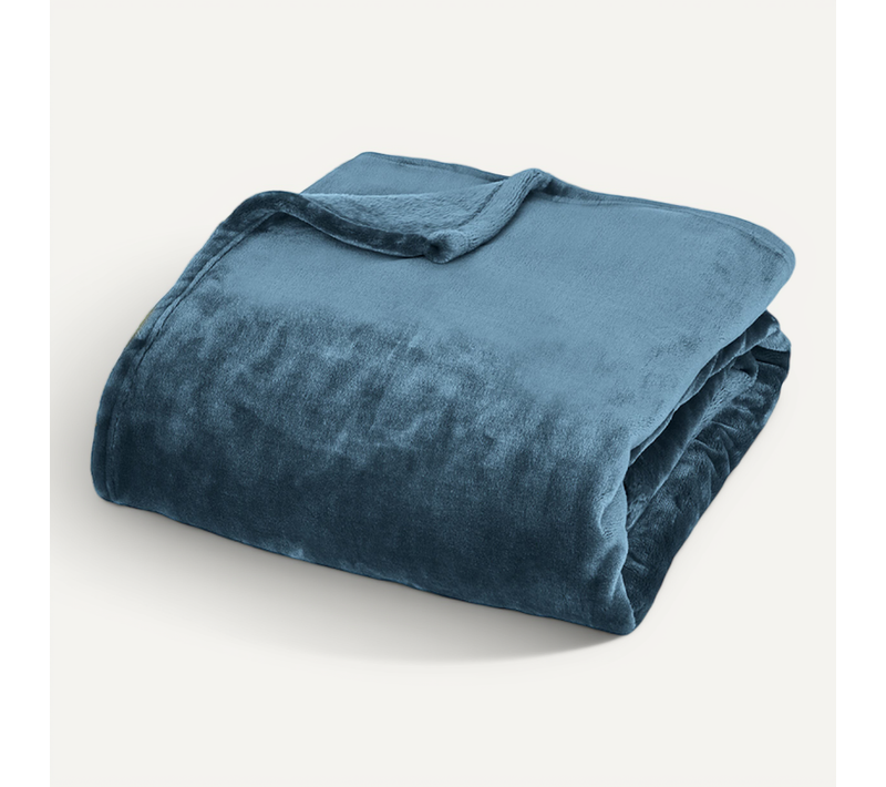 Couverture "cuddly" 180 X 230 Cm Flanelle 550 G - Bleu Paon - 180x230 Cm