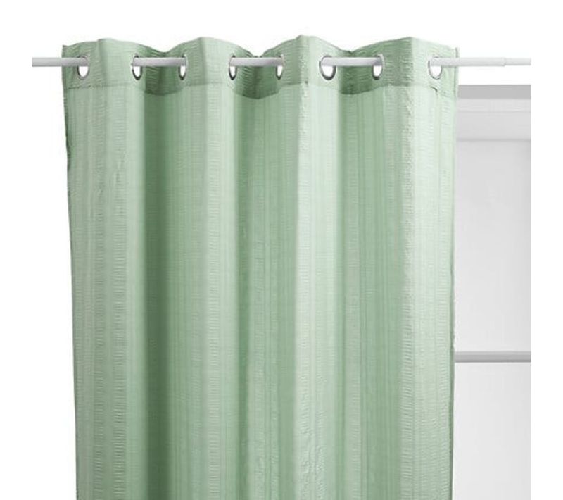 Voilage "noa" Motif Rayures Plissées Tamisant 140 X 240 Cm - Vert - 140x240 Cm