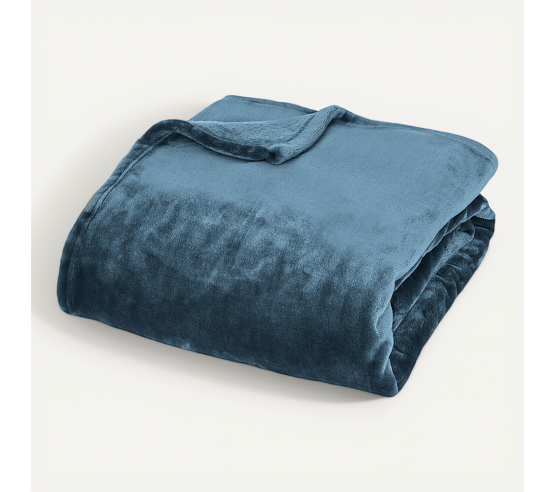 Plaid "cuddly" 130 X 180 Cm Flanelle 550 G - Bleu Paon - 130x180 Cm