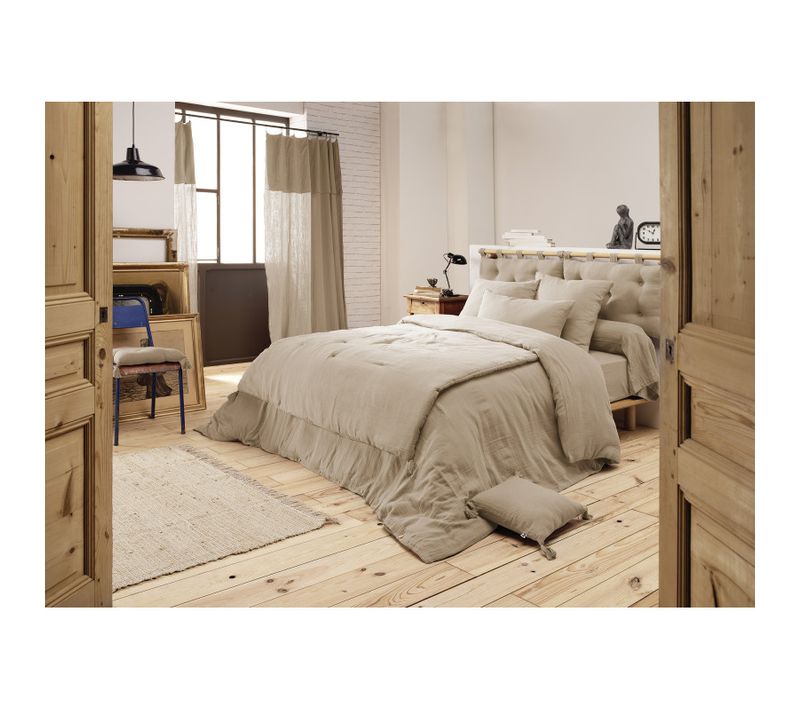 Housse De Couette "gaïa"gaze De Coton- Gaia Ficelle 280 X 240 Cm