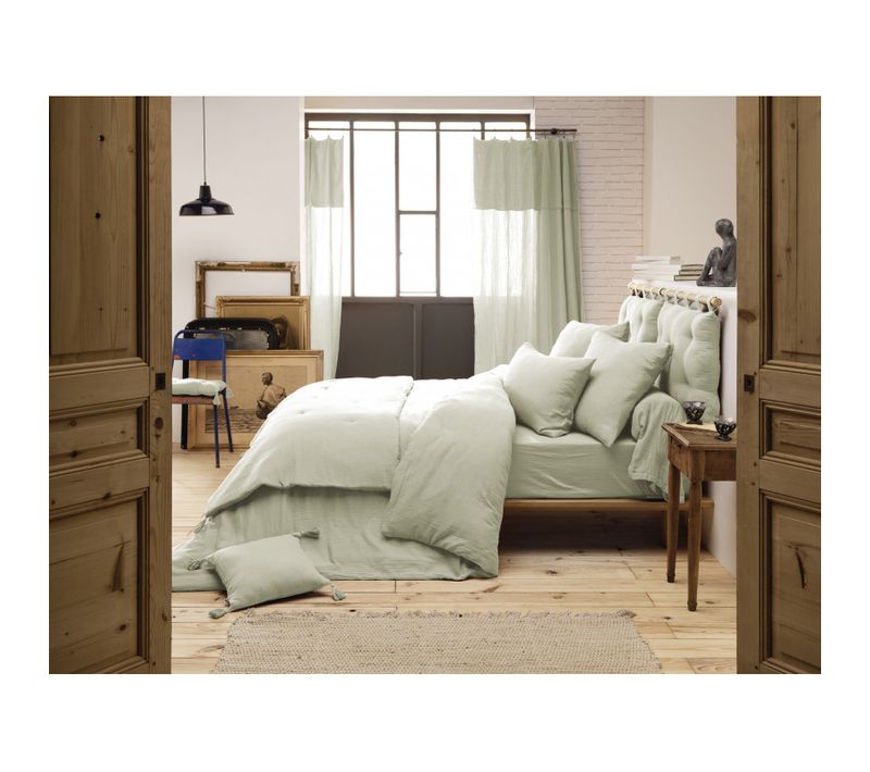 Housse De Couette "gaïa"gaze De Coton- Gaia Vert D'eau 280 X 240 Cm